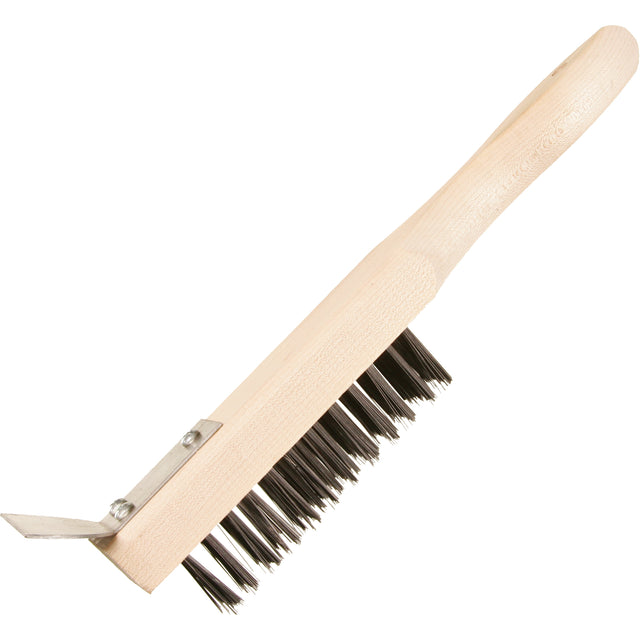 Scratch Brush With Scraper, Steel, 5 x 13 Wire Rows, 11-3/8" Long