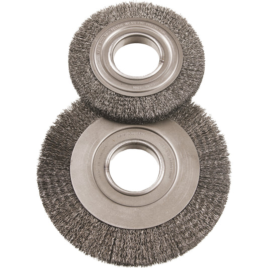 6" Major Wire Wheel Brushes, 6" Dia., 0.012" Fill, 2" Arbor