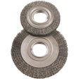8" Major Wire Wheel Brushes, 8" Dia., 0.005" Fill, 2" Arbor