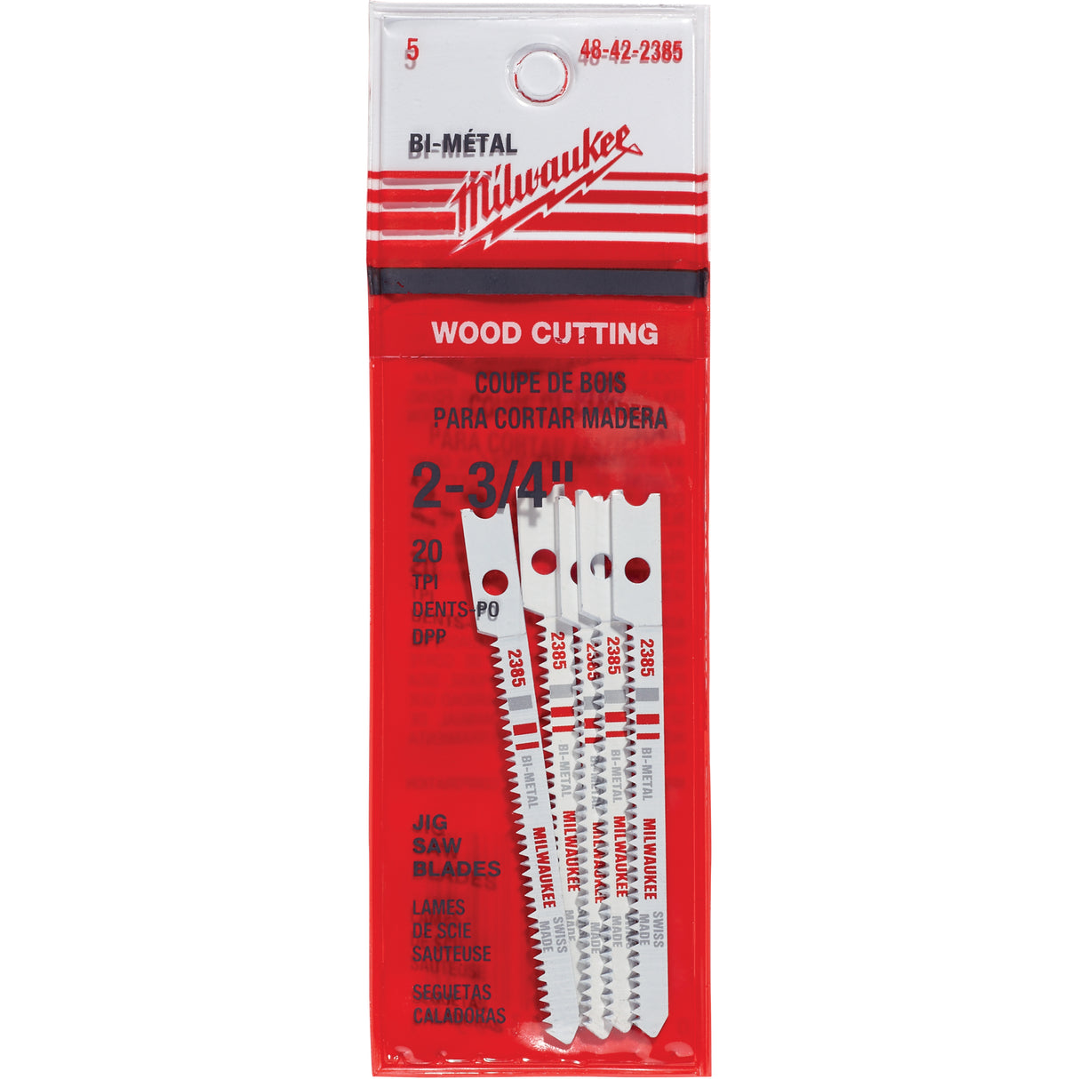 Jigsaw Blades, Bi-Metal, U-Shank, 2-3/4" L, 20 TPI