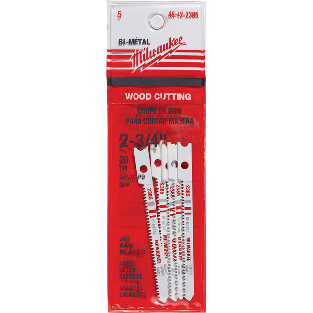 Jigsaw Blades, Bi-Metal, U-Shank, 2-3/4" L, 20 TPI