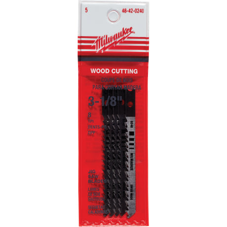 Jigsaw Blades, High-Carbon Steel, U-Shank, 3-1/8" L, 8 TPI