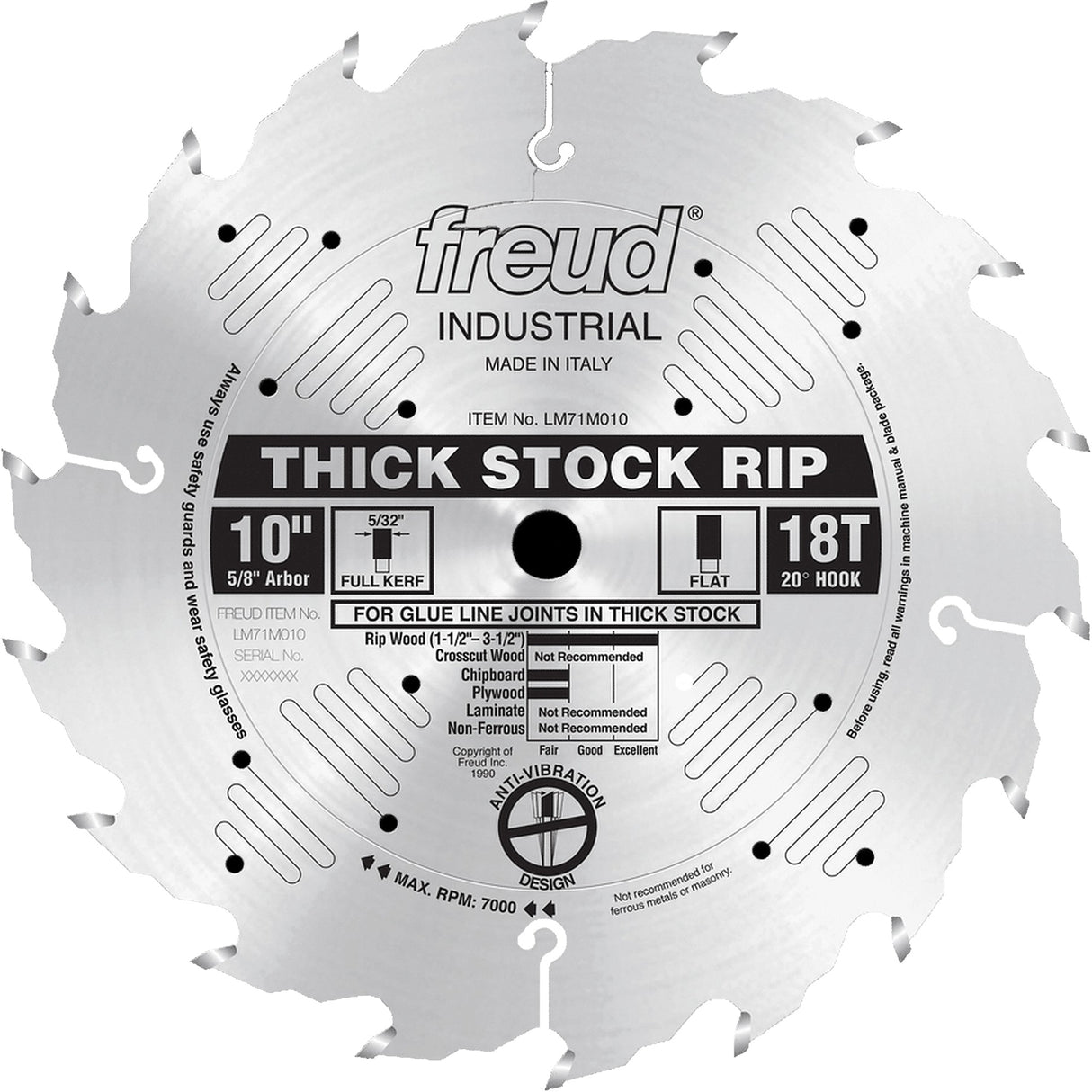 Industrial Saw Blade - Ripping, 10", 18 Teeth, Wood Use