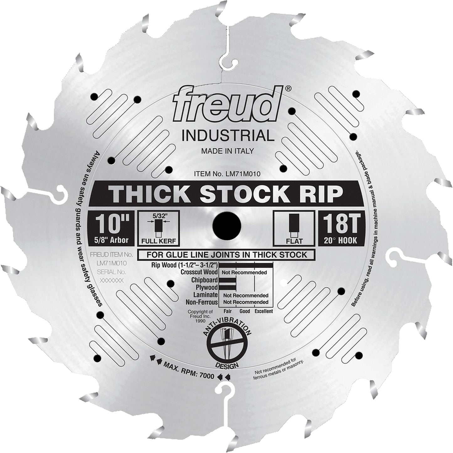 Industrial Saw Blade - Ripping, 10", 18 Teeth, Wood Use