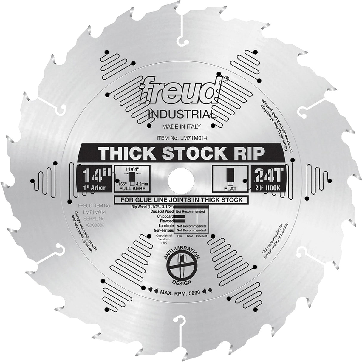 Industrial Saw Blade - Ripping, 14", 24 Teeth, Wood Use