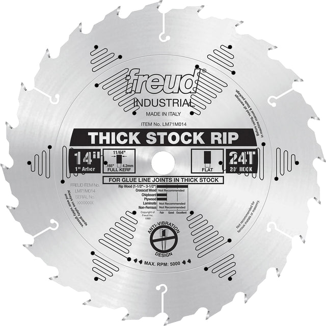 Industrial Saw Blade - Ripping, 14", 24 Teeth, Wood Use