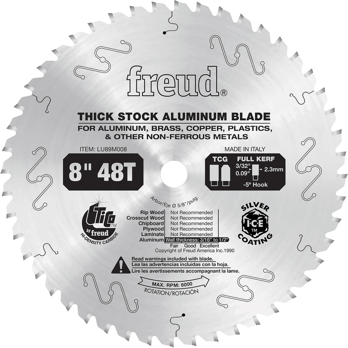 Industrial Saw Blade, 8", 58 Teeth, Non-Ferrous Use