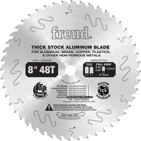 Industrial Saw Blade, 8", 58 Teeth, Non-Ferrous Use