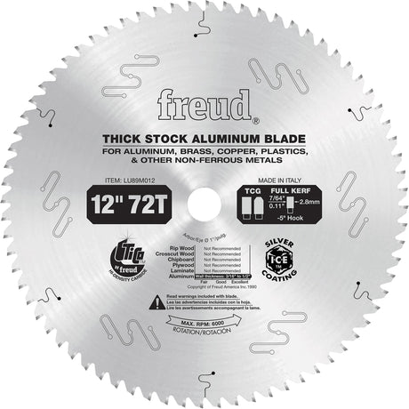 Industrial Saw Blade, 12", 72 Teeth, Non-Ferrous Use