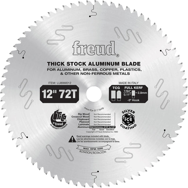 Industrial Saw Blade, 12", 72 Teeth, Non-Ferrous Use