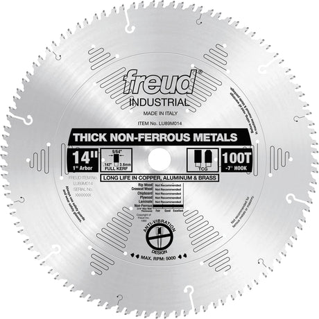 Industrial Saw Blade, 14", 100 Teeth, Non-Ferrous Use