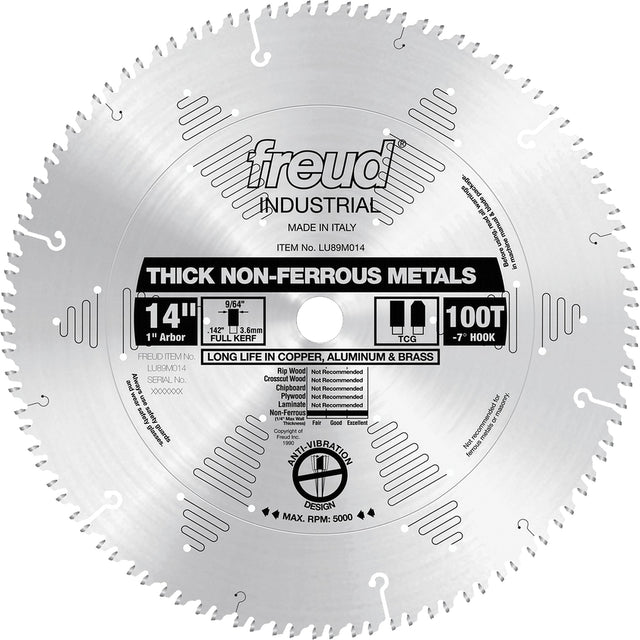 Industrial Saw Blade, 14", 100 Teeth, Non-Ferrous Use