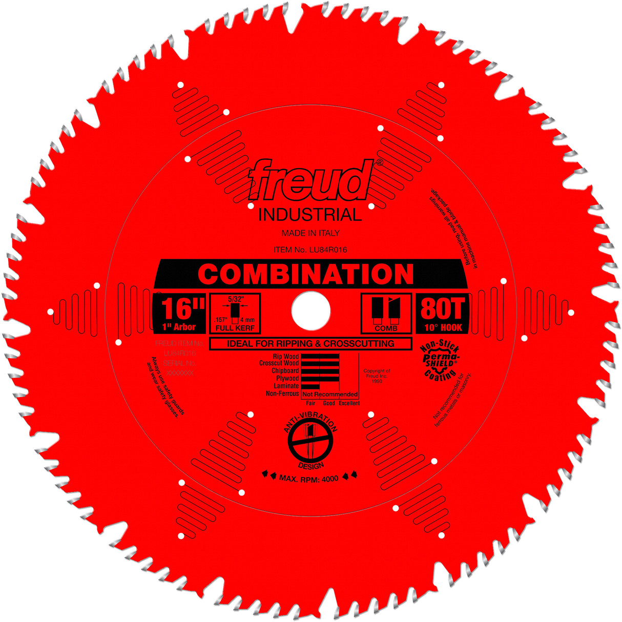 TCS Industrial Saw Blade - General Purpose, 16", 80 Teeth, Wood Use