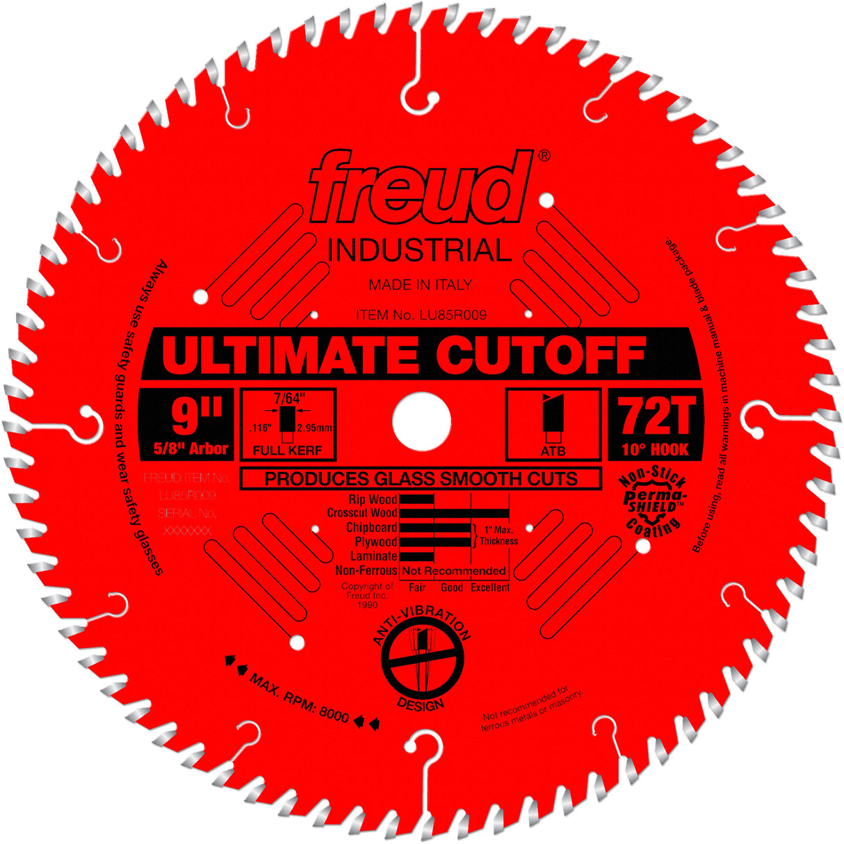 TCS Industrial Saw Blade - Crosscut & Finishing, 9", 72 Teeth, Wood Use