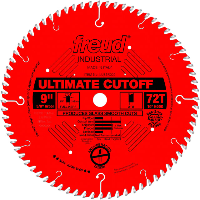 TCS Industrial Saw Blade - Crosscut & Finishing, 9", 72 Teeth, Wood Use