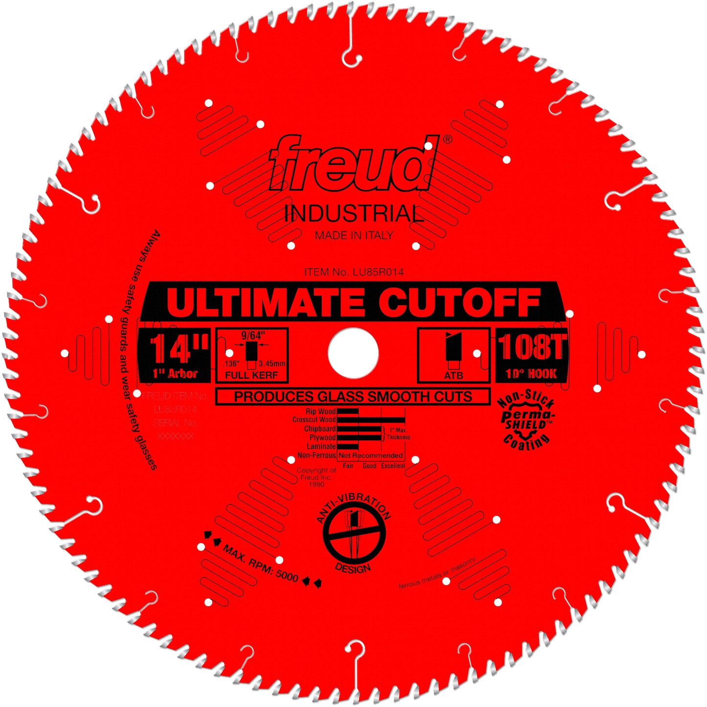 TCS Industrial Saw Blade - Crosscut & Finishing, 14", 108 Teeth, Wood Use