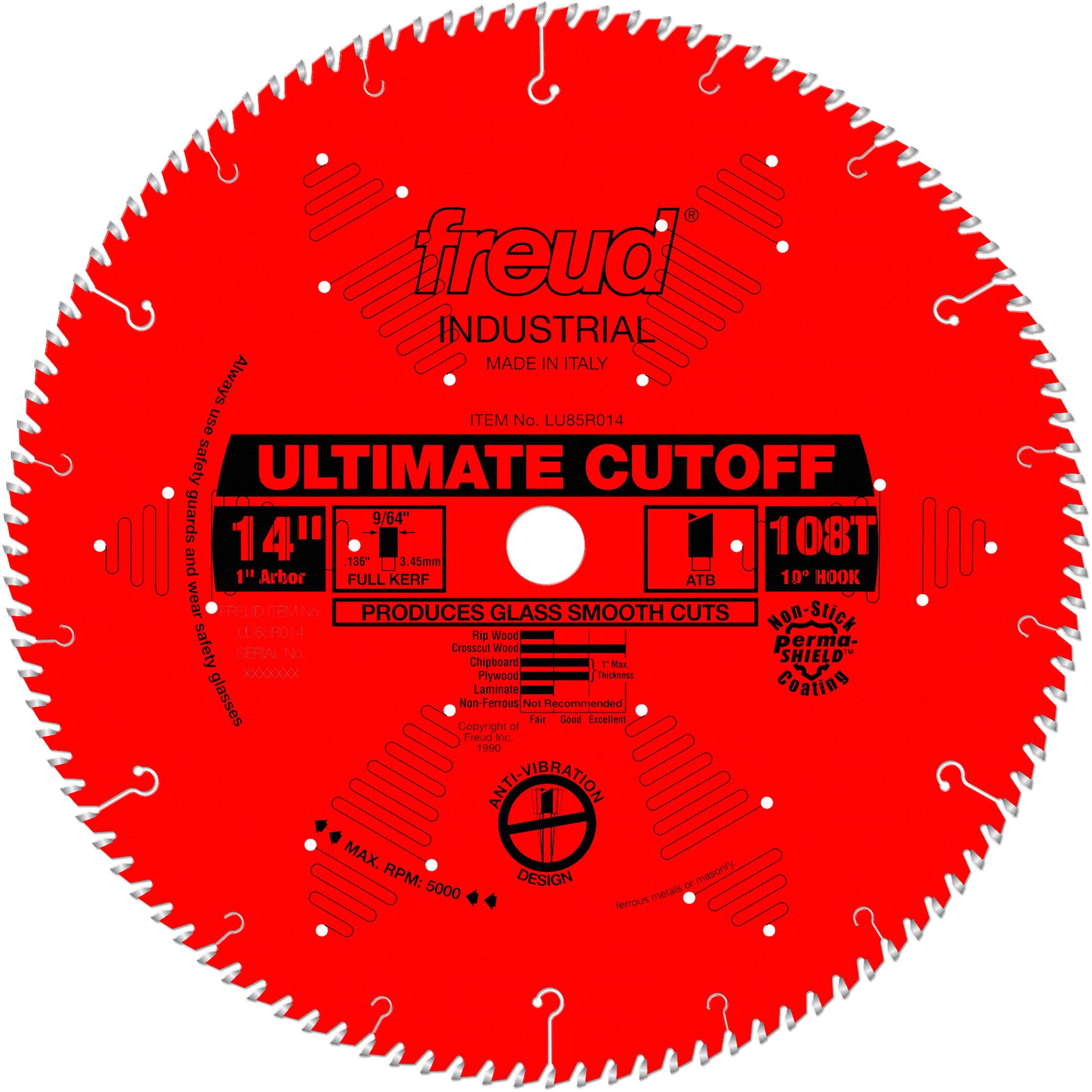 TCS Industrial Saw Blade - Crosscut & Finishing, 14", 108 Teeth, Wood Use