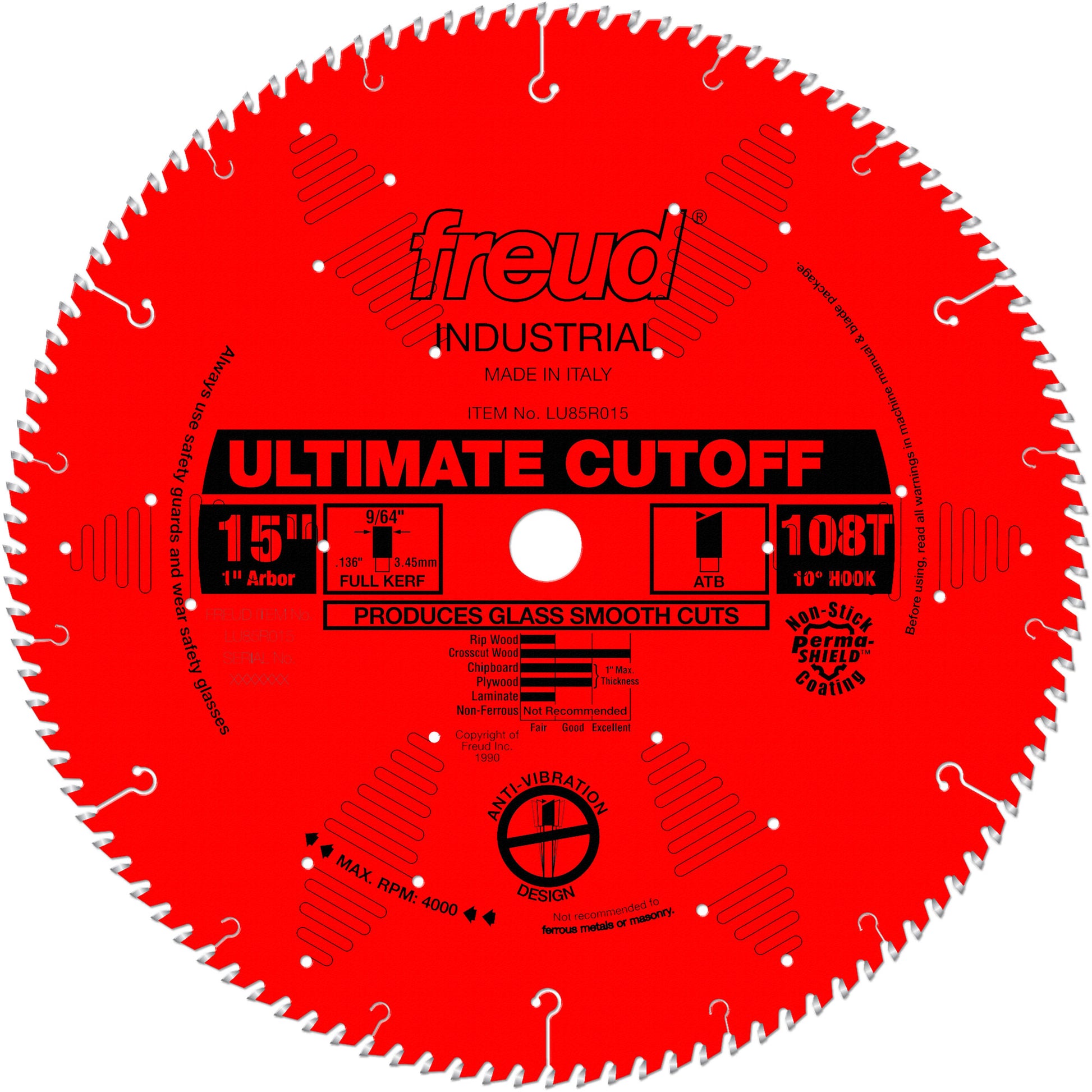 TCS Industrial Saw Blade - Crosscut & Finishing, 15", 108 Teeth, Wood Use