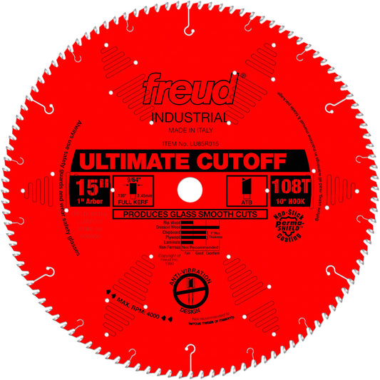 TCS Industrial Saw Blade - Crosscut & Finishing, 15", 108 Teeth, Wood Use