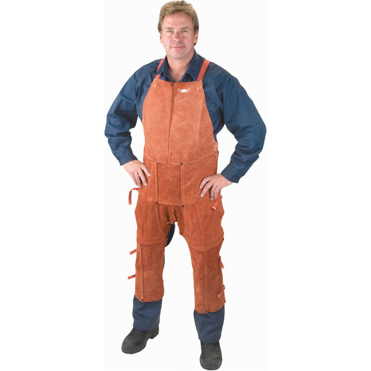 Weld-Mate Leather Apron & Chaps, Split-Leg Bib, 48" L, Lava Brown™