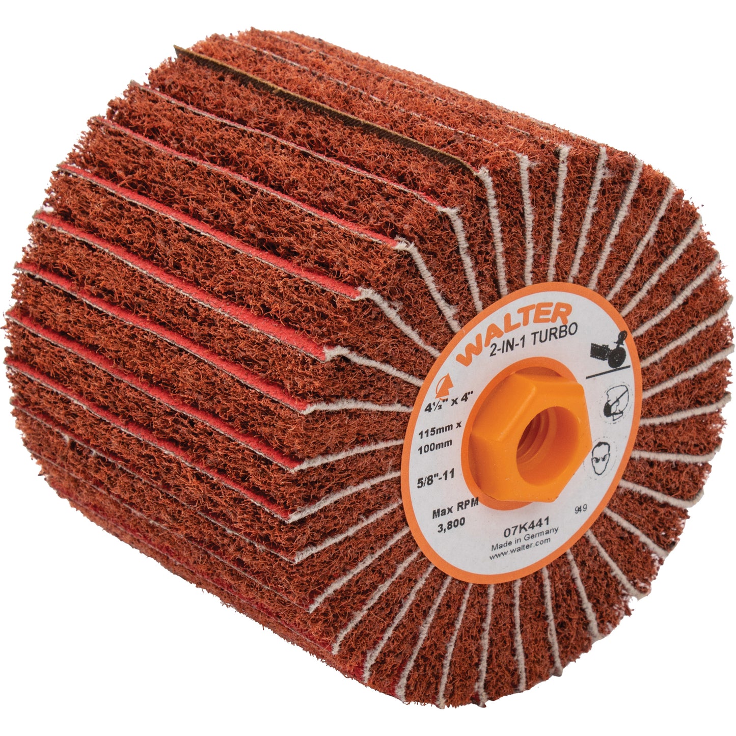 Two-In-One™ Turbo Drums, 4-1/2" Dia. x 4" W, 5/8"-11 Arbor, 60 Grit