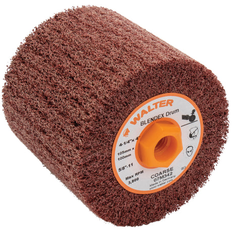 Blendex™ Surface Conditioning Drum, 4-1/4" Dia. x 4" W, 5/8"-11 Arbor, Coarse Grit