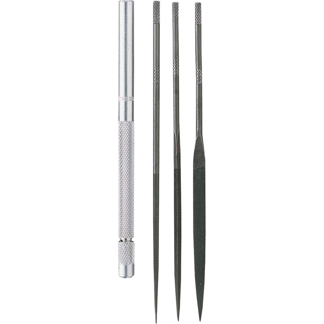 Needle File Set with Handle, 4 Pcs