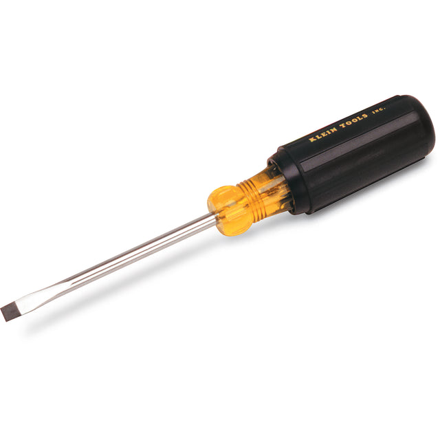 Slot Cabinet Tip Screwdriver, 1/4" Tip, Round, 12-11/32" L, Cushion Grip Handle