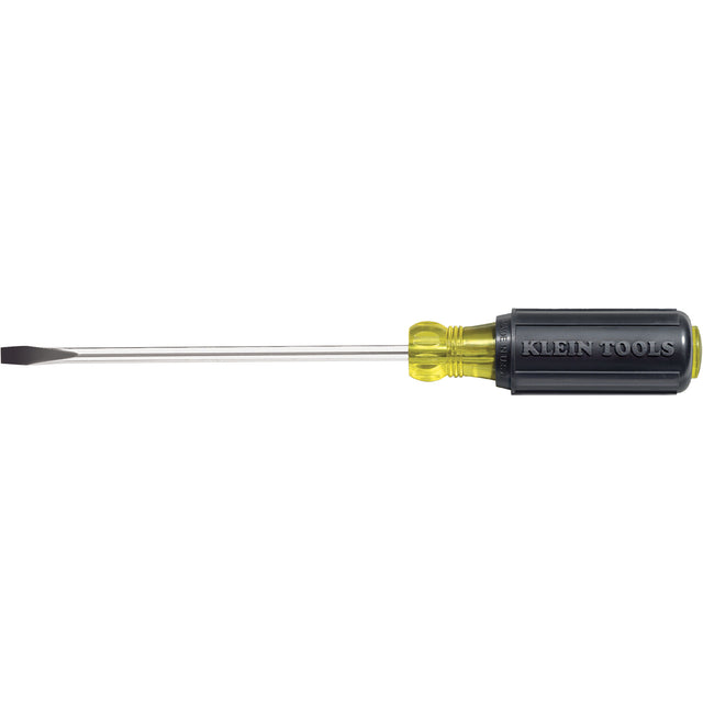 Slot Cabinet Tip Screwdriver, 1/4" Tip, Round, 10-11/32" L, Cushion Grip Handle