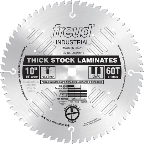 Industrial Saw Blade - Chipboard, 10", 60 Teeth, Laminate Use