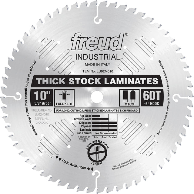 Industrial Saw Blade - Chipboard, 10", 60 Teeth, Laminate Use