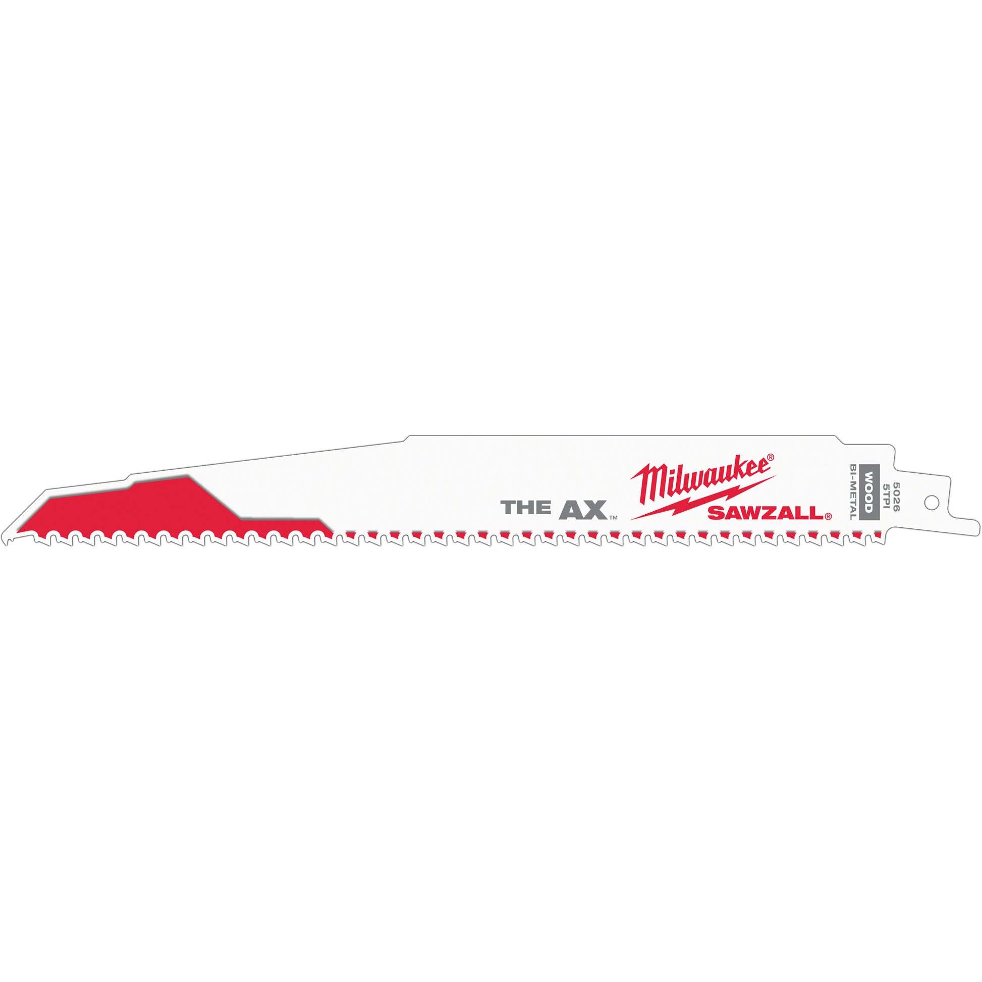 The Ax™ Sawzall® Blade, Bi-Metal, 5-8 TPI, 12" L x 1" W