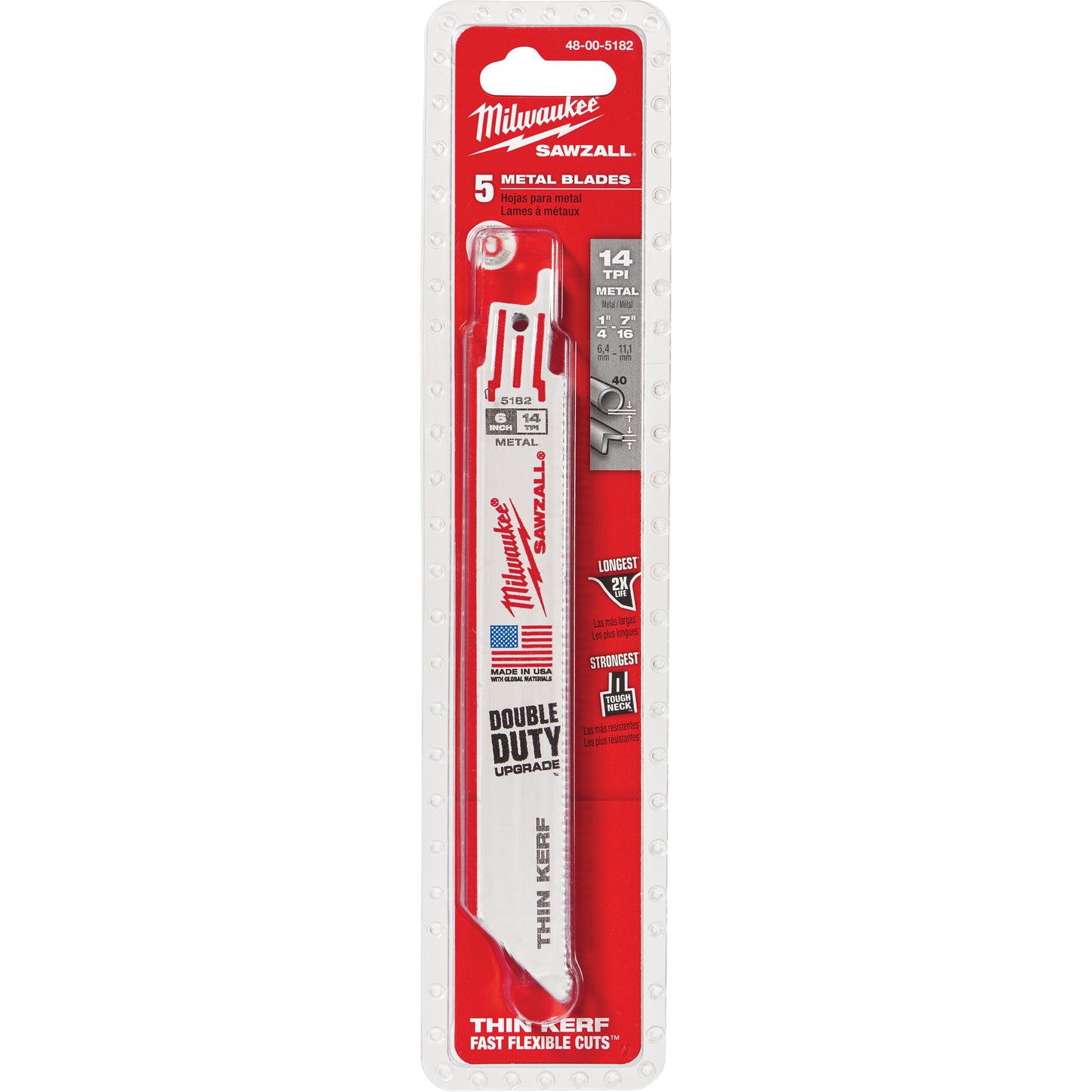 Sawzall® Blade, Bi-Metal, 14 TPI, 9" L x 3/4" W