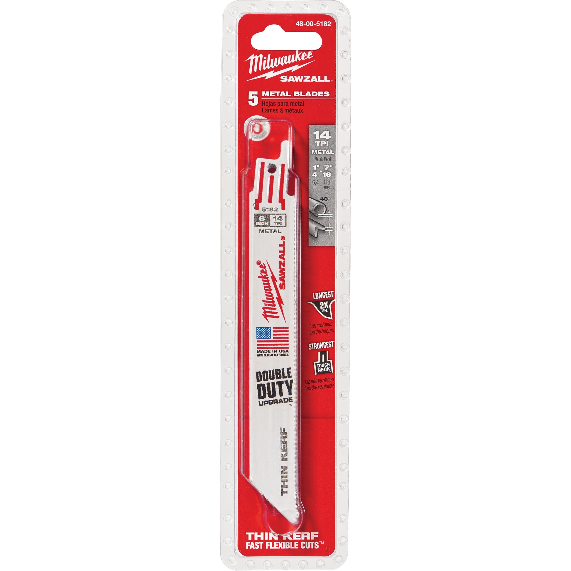 Sawzall® Blade, Bi-Metal, 14 TPI, 9" L x 3/4" W