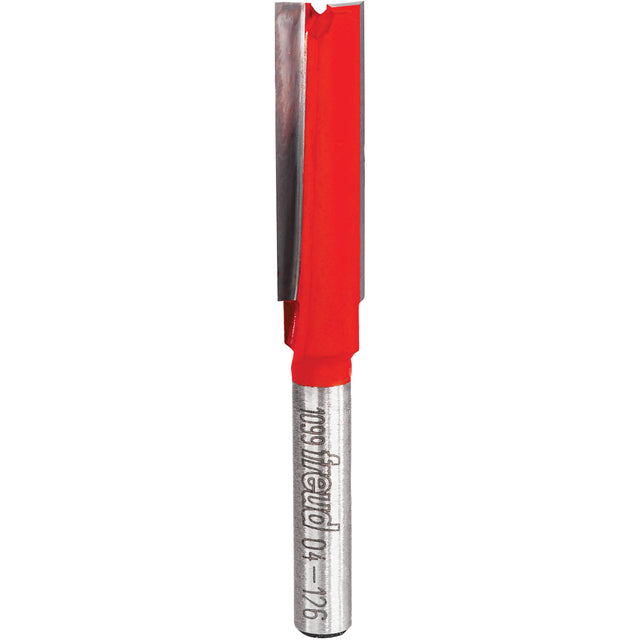 Freud Router Bit - Double Flute Straight Bit, 3/8" Dia., 1" H, 2-11/16" L, 1/4" Shank