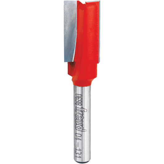 Freud Router Bit - Double Flute Straight Bit, 1/2" Dia., 1-1/4" H, 1-7/8" L, 1/4" Shank