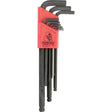 Balldrive L-Style Hex Key Set, 9 Pcs., Metric