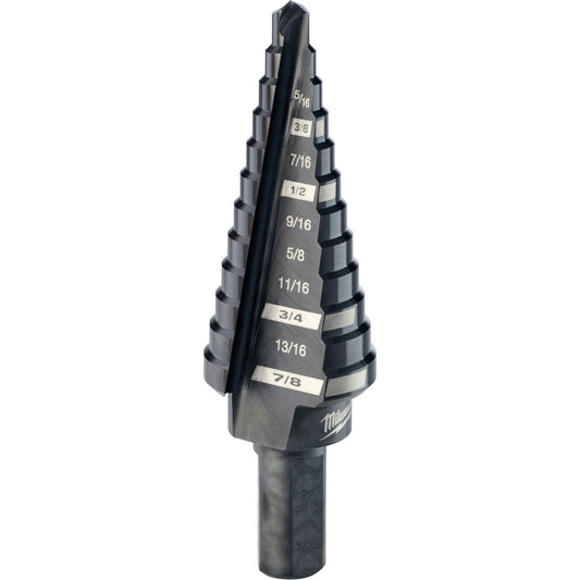 #4 Step Drill Bit, 3/16" - 7/8" , 1/16" Increments, High Speed Steel