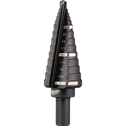 #8 Step Drill Bit, 1/2" - 1" , 1/16" Increments, High Speed Steel
