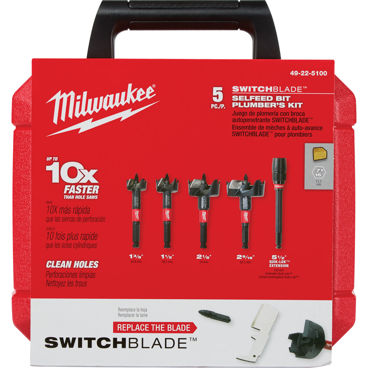 Switchblade™ Plumber's Self-Feed Bit Set