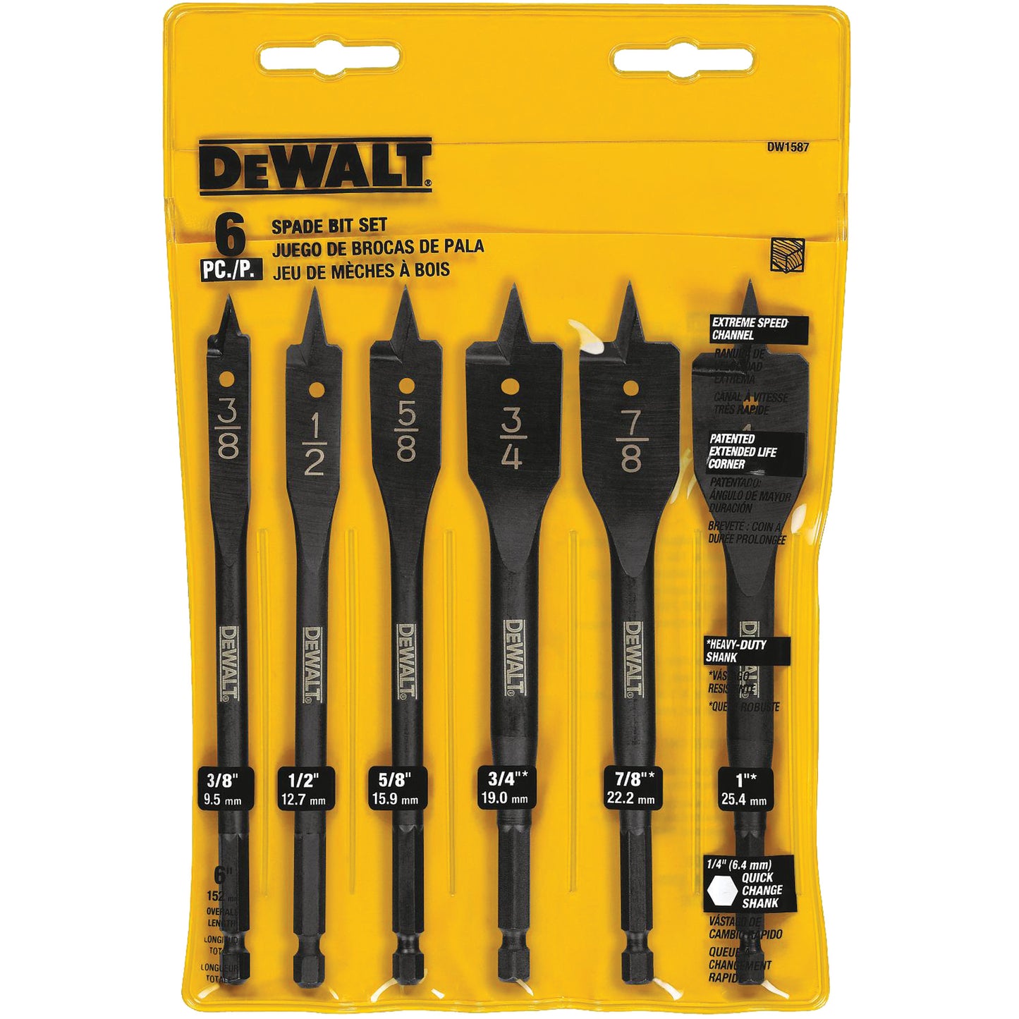 Heavy-Duty Spade Bit Set, 6 Pieces