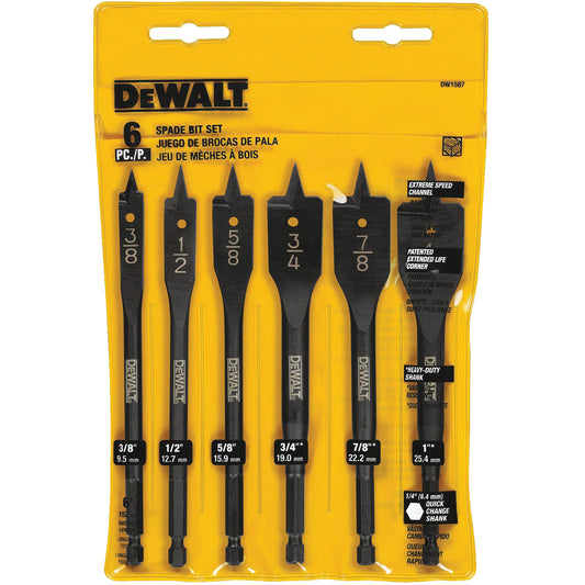 Heavy-Duty Spade Bit Set, 6 Pieces