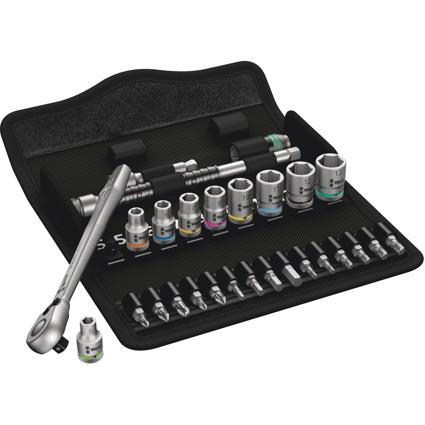 Zyklop Metric Metal Ratchet with Switch Lever Set, 28 Pcs, 1/4" Drive Size