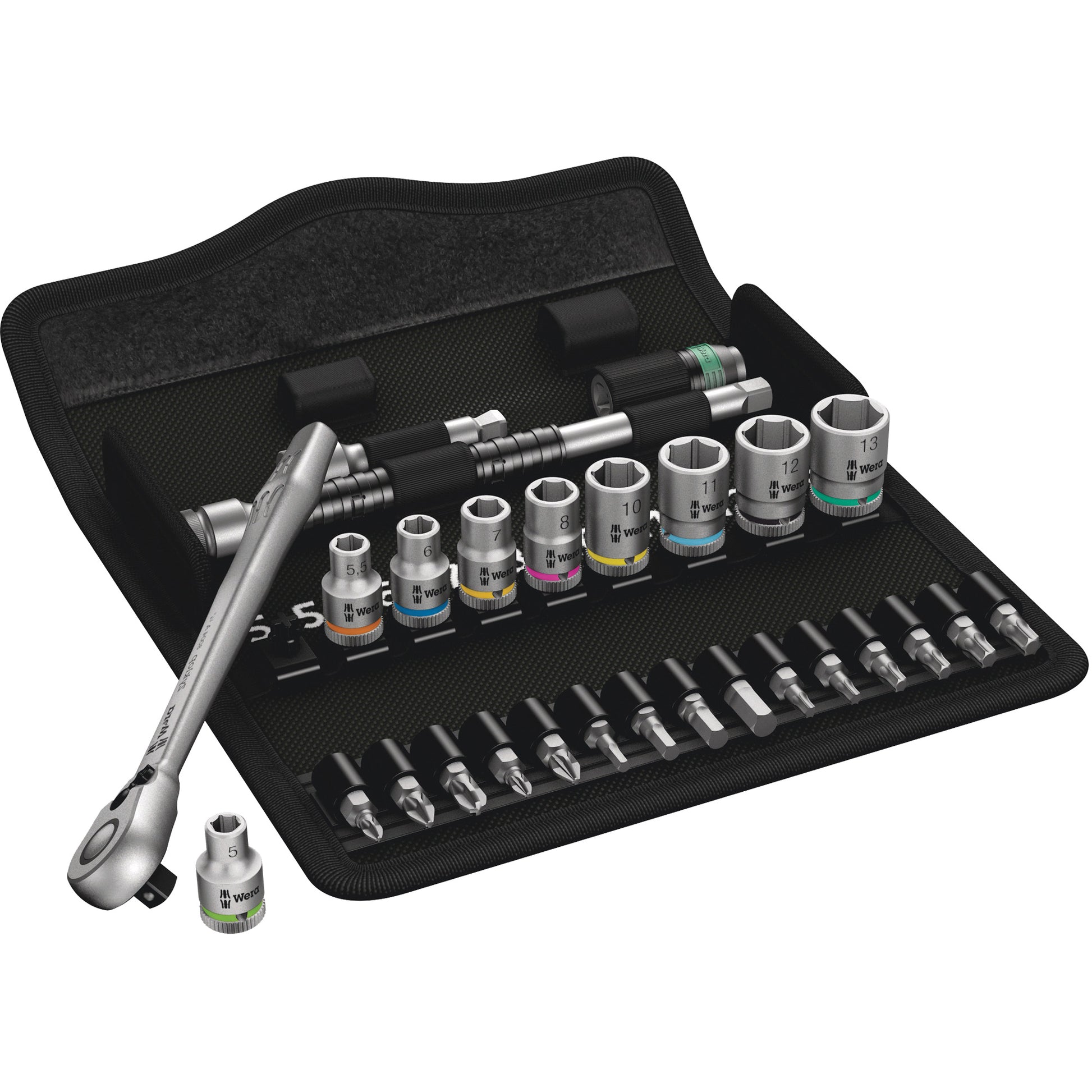 Zyklop Metric Metal Ratchet with Switch Lever Set, 28 Pcs, 1/4" Drive Size