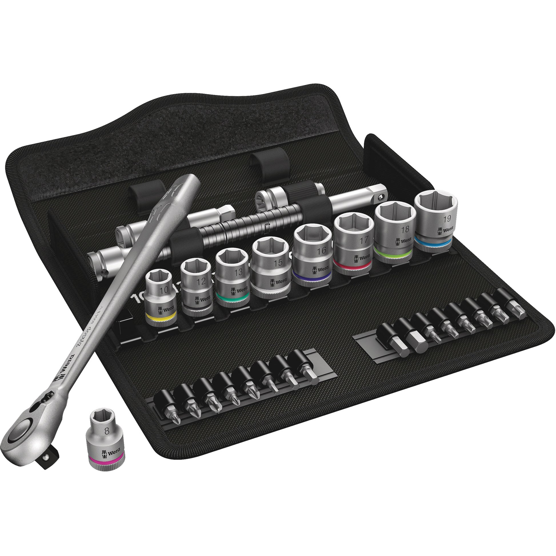 Zyklop Metric Metal Ratchet with Switch Lever Set, 29 Pcs, 3/8" Drive Size