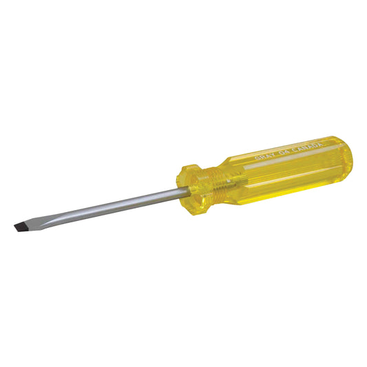 Slotted Screwdriver, 1/4", 6-1/2" L, Plastic Handle