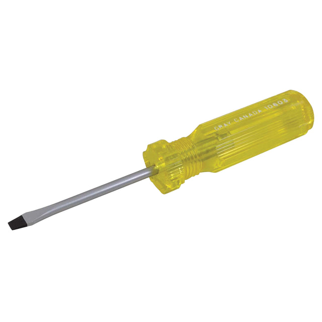 Slotted Screwdriver, 3/16", 6-1/2" L, Plastic Handle