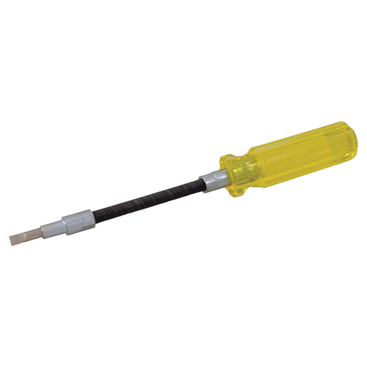 Flexible Slotted Screwdriver, 3/16" Tip, Round, 7-1/2" L, Plastic Handle