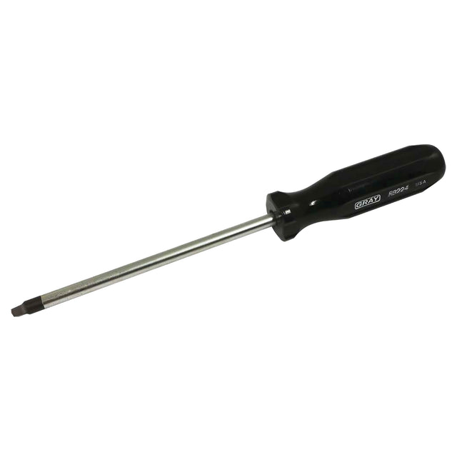 Square Screwdriver, #4 Tip, Round, 9-3/4" L, Plastic Handle