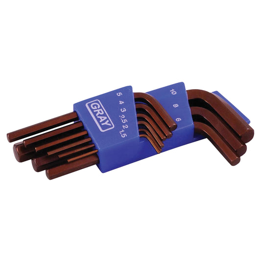 Short Arm Hex Key Set, 9 Pcs., Metric